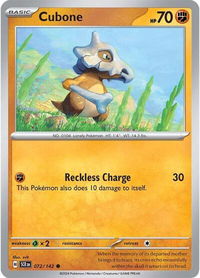 Cubone - SV07: Stellar Crown (SCR) #072/142 - Common Pokémon Trading Card