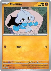 Meditite - 077/142 - SV07: Stellar Crown (SCR) #077/142 - Common Pokémon Trading Card
