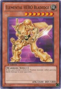Elemental HERO Bladedge trading card from Legendary Collection 2 Elemental HERO Bladedge - Legendary Collection 2 YuGiOh trading card