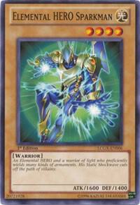 Elemental HERO Sparkman trading card from Legendary Collection 2 Elemental HERO Sparkman - Legendary Collection 2 YuGiOh trading card