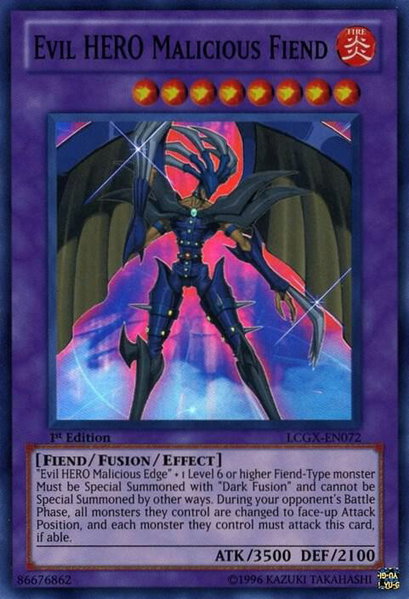 Evil HERO Malicious Fiend trading card from Legendary Collection 2 Evil HERO Malicious Fiend - Legendary Collection 2 YuGiOh trading card