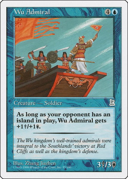 Wu Admiral trading card from Portal Three Kingdoms Wu Admiral - Portal Three Kingdoms Magic: The Gathering trading card