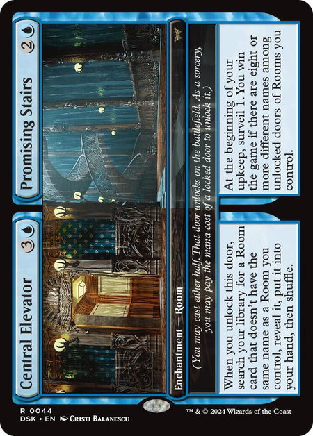 Central Elevator // Promising Stairs - Duskmourn: House of Horror Magic: The Gathering trading card