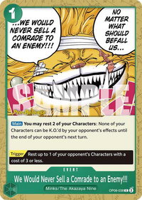 We Would Never Sell a Comrade to an Enemy!!! - Two Legends Pre-Release Cards (OP08 PRE) #OP08-038 - Common One Piece Trading Card