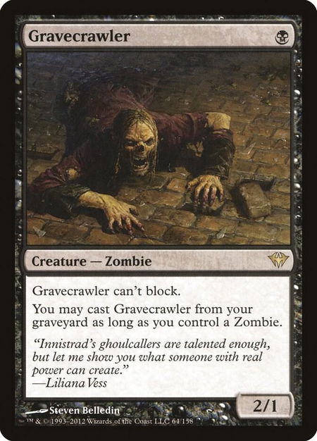 Gravecrawler trading card from Dark Ascension Gravecrawler - Dark Ascension Magic: The Gathering trading card