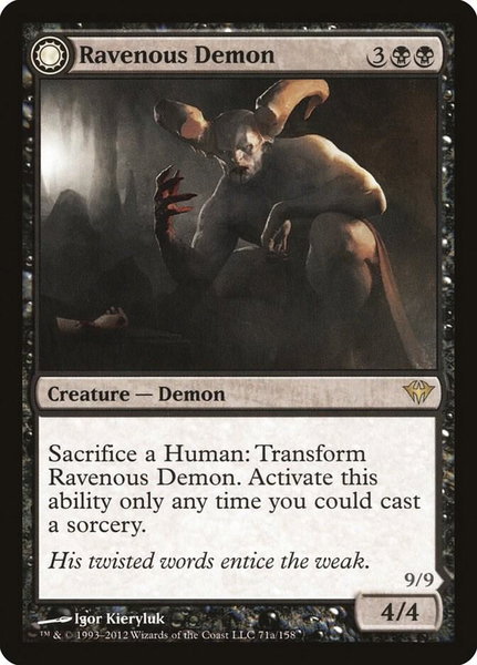 Ravenous Demon trading card from Dark Ascension Ravenous Demon - Dark Ascension Magic: The Gathering trading card