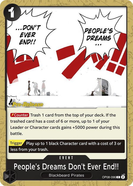 People's Dreams Don't Ever End!! - Two Legends Pre-Release Cards One Piece trading card