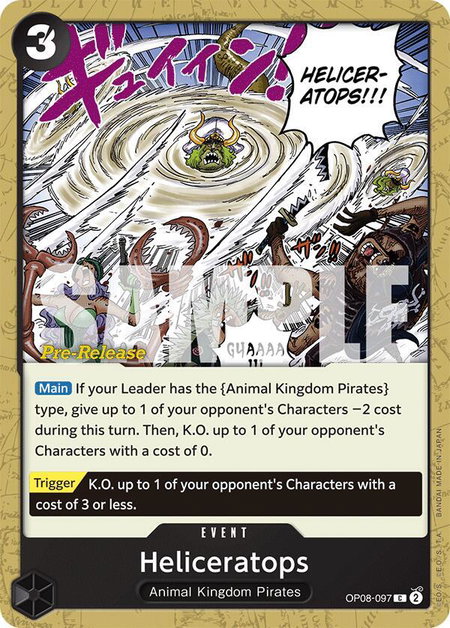 Heliceratops - Two Legends Pre-Release Cards One Piece trading card