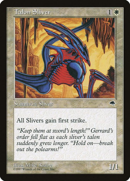 Talon Sliver - Tempest Magic: The Gathering trading card