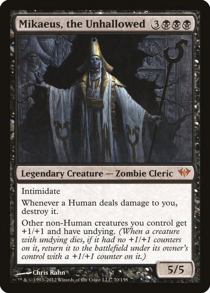 Mikaeus, the Unhallowed trading card from Dark Ascension Mikaeus, the Unhallowed - Dark Ascension Magic: The Gathering trading card