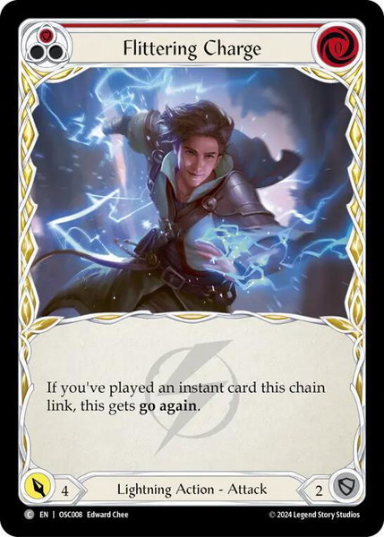 Flittering Charge (Red) trading card from Blitz Deck: Rosetta - Oscilio Flittering Charge (Red) - Blitz Deck: Rosetta - Oscilio Flesh and Blood trading card