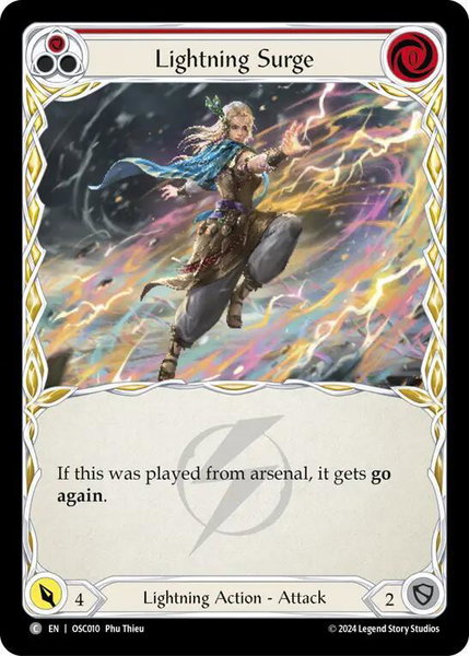 Lightning Surge (Red) trading card from Blitz Deck: Rosetta - Oscilio Lightning Surge (Red) - Blitz Deck: Rosetta - Oscilio Flesh and Blood trading card