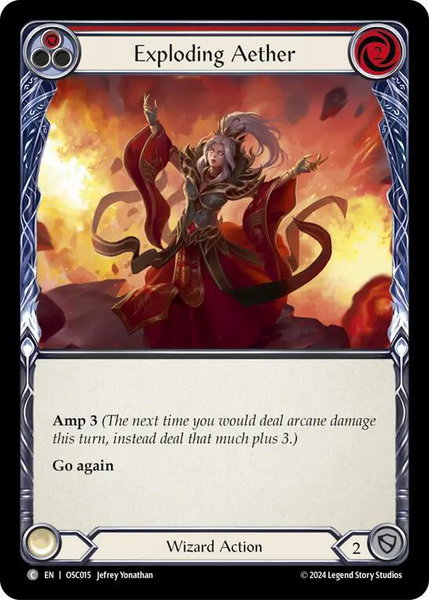 Exploding Aether (Red) trading card from Blitz Deck: Rosetta - Oscilio Exploding Aether (Red) - Blitz Deck: Rosetta - Oscilio Flesh and Blood trading card