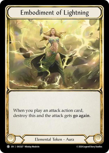 Embodiment of Lightning trading card from Blitz Deck: Rosetta - Oscilio Embodiment of Lightning - Blitz Deck: Rosetta - Oscilio Flesh and Blood trading card