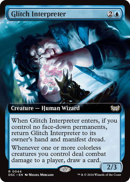 Glitch Interpreter (Extended Art) - Commander: Duskmourn: House of Horror Magic: The Gathering trading card