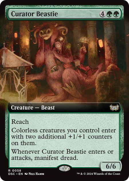 Curator Beastie (Extended Art) - Commander: Duskmourn: House of Horror Magic: The Gathering trading card