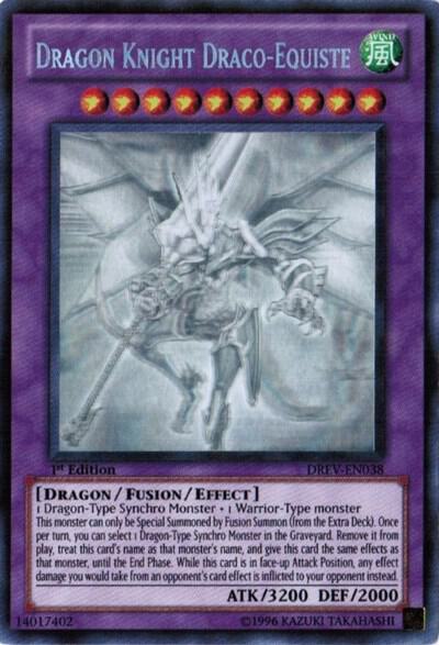 Dragon Knight Draco-Equiste (Ghost Rare) trading card from Duelist Revolution Dragon Knight Draco-Equiste (Ghost Rare) - Duelist Revolution YuGiOh trading card