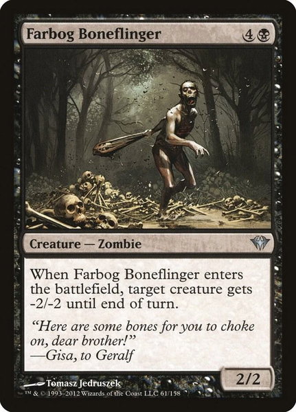 Farbog Boneflinger trading card from Dark Ascension Farbog Boneflinger - Dark Ascension Magic: The Gathering trading card