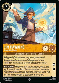 Jim Hawkins - Honorable Pirate - Azurite Sea (6) #25/204 - Super Rare Disney Lorcana Trading Card