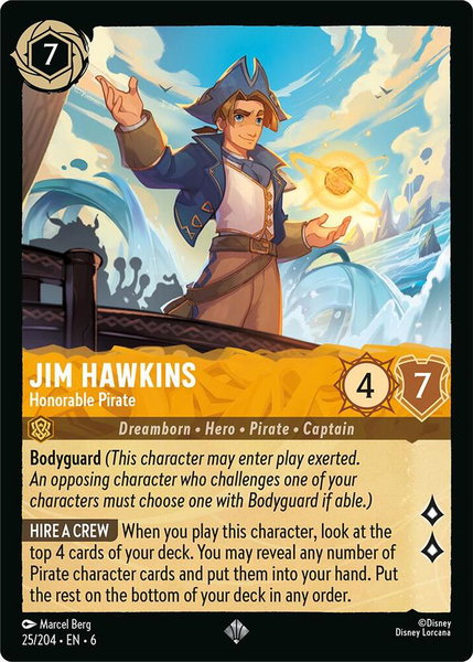 Jim Hawkins - Honorable Pirate - Azurite Sea Disney Lorcana trading card