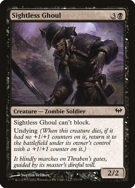 Sightless Ghoul trading card from Dark Ascension Sightless Ghoul - Dark Ascension Magic: The Gathering trading card