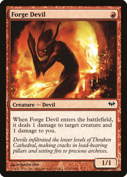 Forge Devil trading card from Dark Ascension Forge Devil - Dark Ascension Magic: The Gathering trading card