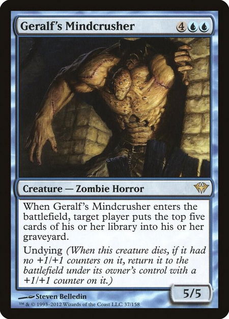 Geralf's Mindcrusher trading card from Dark Ascension Geralf's Mindcrusher - Dark Ascension Magic: The Gathering trading card
