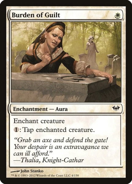 Burden of Guilt trading card from Dark Ascension Burden of Guilt - Dark Ascension Magic: The Gathering trading card