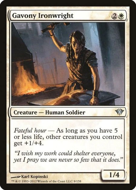 Gavony Ironwright trading card from Dark Ascension Gavony Ironwright - Dark Ascension Magic: The Gathering trading card