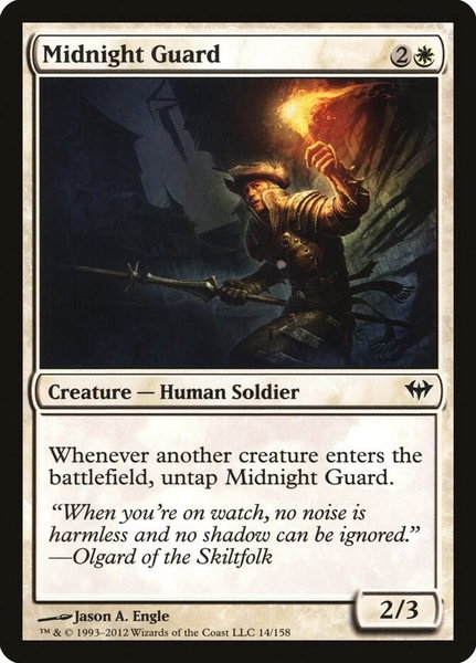 Midnight Guard trading card from Dark Ascension Midnight Guard - Dark Ascension Magic: The Gathering trading card