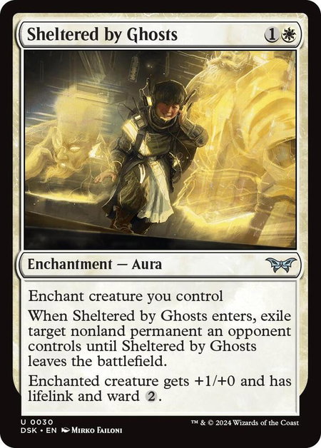 Sheltered by Ghosts - Duskmourn: House of Horror Magic: The Gathering trading card