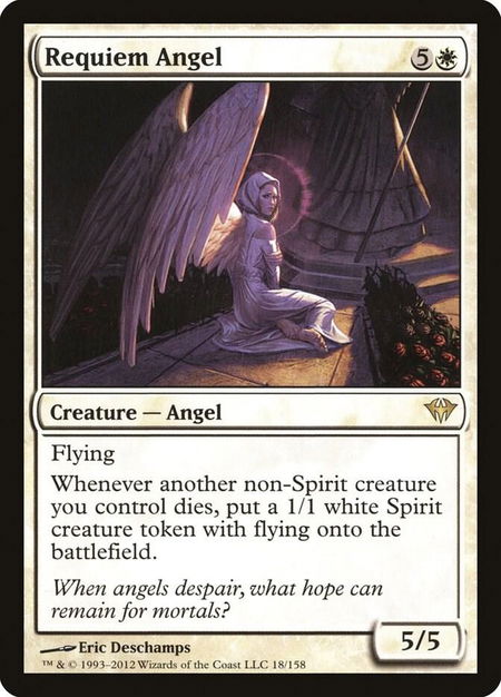 Requiem Angel trading card from Dark Ascension Requiem Angel - Dark Ascension Magic: The Gathering trading card