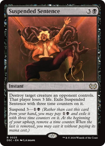 Suspended Sentence trading card from Commander: Duskmourn: House of Horror Suspended Sentence - Commander: Duskmourn: House of Horror Magic: The Gathering trading card