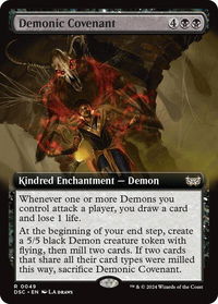 Demonic Covenant (Extended Art) - Commander: Duskmourn: House of Horror (DSC) #49 - Rare Magic: The Gathering Trading Card