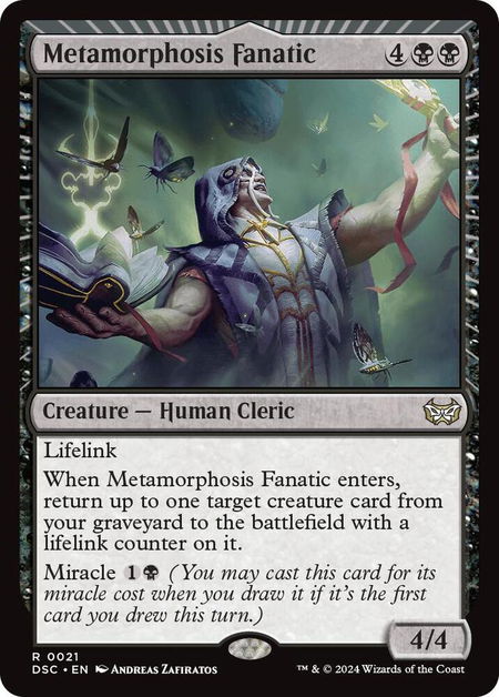 Metamorphosis Fanatic trading card from Commander: Duskmourn: House of Horror Metamorphosis Fanatic - Commander: Duskmourn: House of Horror Magic: The Gathering trading card