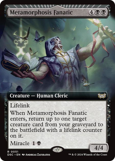 Metamorphosis Fanatic (Extended Art) trading card from Commander: Duskmourn: House of Horror Metamorphosis Fanatic (Extended Art) - Commander: Duskmourn: House of Horror Magic: The Gathering trading card