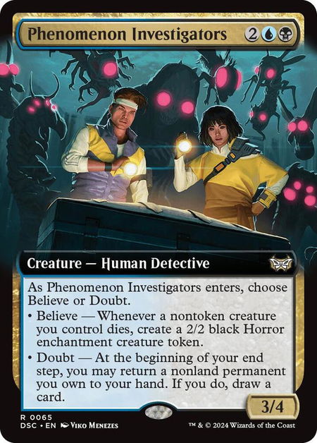 Phenomenon Investigators (Extended Art) trading card from Commander: Duskmourn: House of Horror Phenomenon Investigators (Extended Art) - Commander: Duskmourn: House of Horror Magic: The Gathering trading card