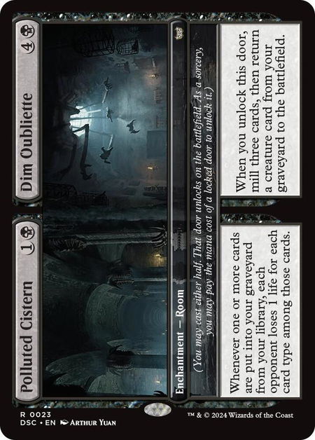 Polluted Cistern // Dim Oubliette trading card from Commander: Duskmourn: House of Horror Polluted Cistern // Dim Oubliette - Commander: Duskmourn: House of Horror Magic: The Gathering trading card