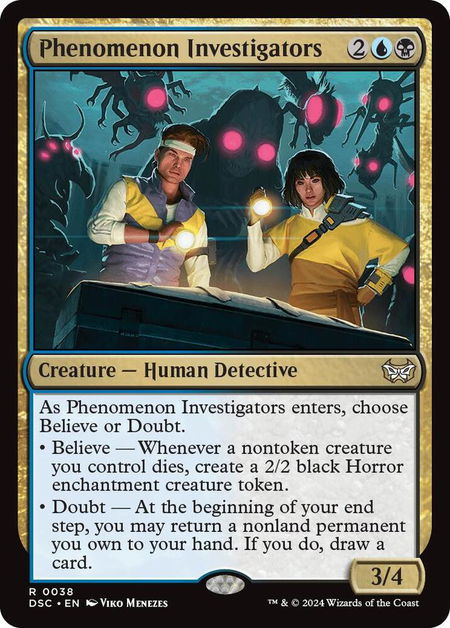 Phenomenon Investigators trading card from Commander: Duskmourn: House of Horror Phenomenon Investigators - Commander: Duskmourn: House of Horror Magic: The Gathering trading card