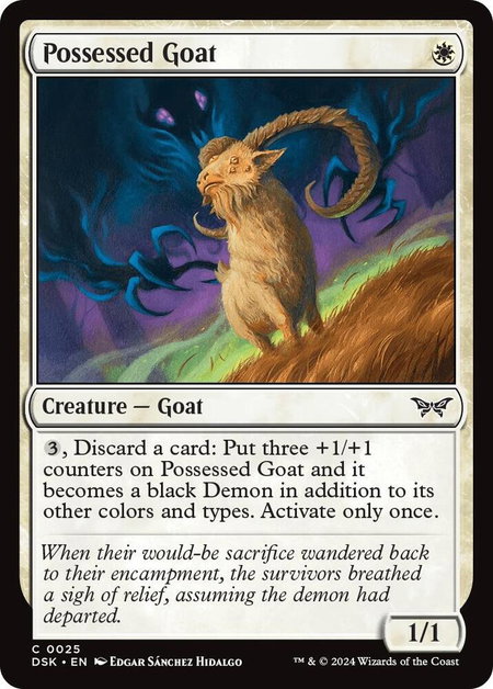 Possessed Goat - Duskmourn: House of Horror Magic: The Gathering trading card
