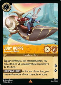 Judy Hopps - Resourceful Rabbit - Azurite Sea (6) #15/204 - Rare Disney Lorcana Trading Card