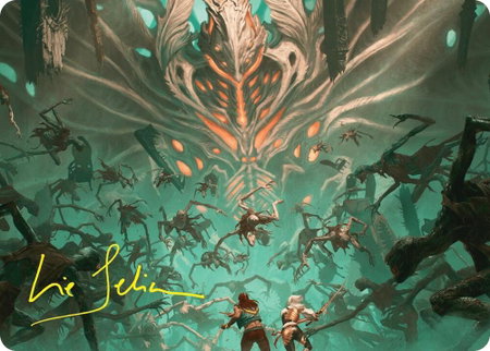 Valgavoth's Onslaught Art Card (Gold-Stamped Signature) - Art Series: Duskmourn: House of Horror Magic: The Gathering trading card