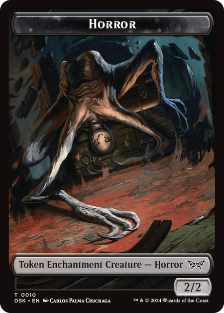 Horror // Glimmer Double-Sided Token - Duskmourn: House of Horror Magic: The Gathering trading card
