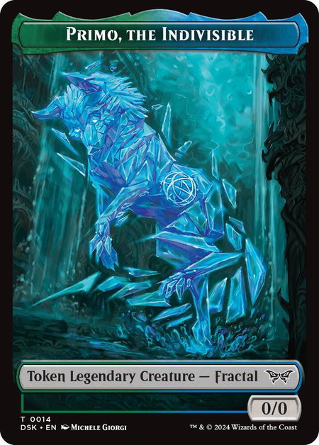Primo, the Indivisible // Manifest Double-Sided Token - Duskmourn: House of Horror Magic: The Gathering trading card