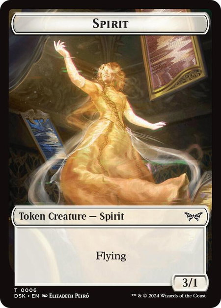 Spirit (0006) // Treasure Double-Sided Token - Duskmourn: House of Horror Magic: The Gathering trading card