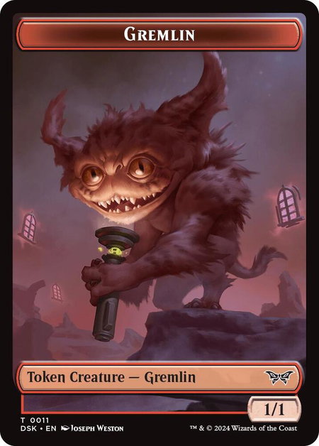 Gremlin // Manifest Double-Sided Token - Duskmourn: House of Horror Magic: The Gathering trading card