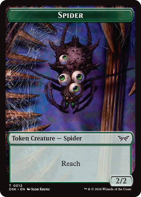 Spider // Manifest Double-Sided Token - Duskmourn: House of Horror Magic: The Gathering trading card