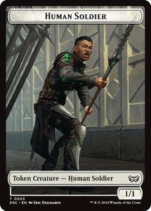 Human Soldier // Scarecrow Double-Sided Token - Commander: Duskmourn: House of Horror (DSC) #3 // 23 - Token Magic: The Gathering Trading Card
