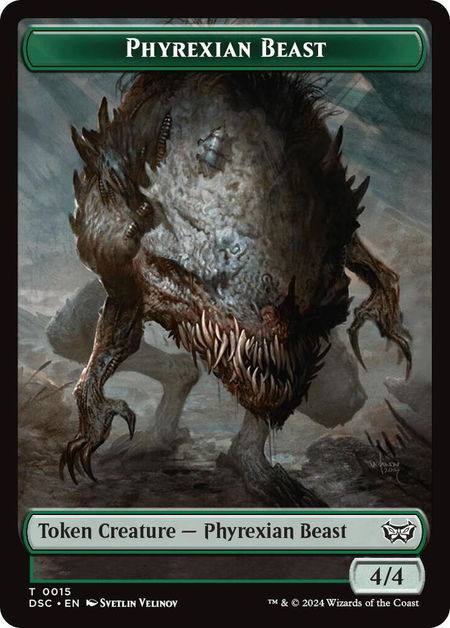 Phyrexian Beast // Manifest Double-Sided Token - Commander: Duskmourn: House of Horror Magic: The Gathering trading card