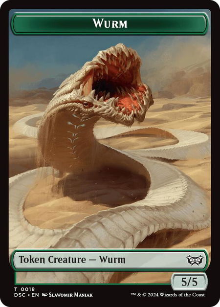 Wurm (0018) // Fractal Double-Sided Token - Commander: Duskmourn: House of Horror Magic: The Gathering trading card